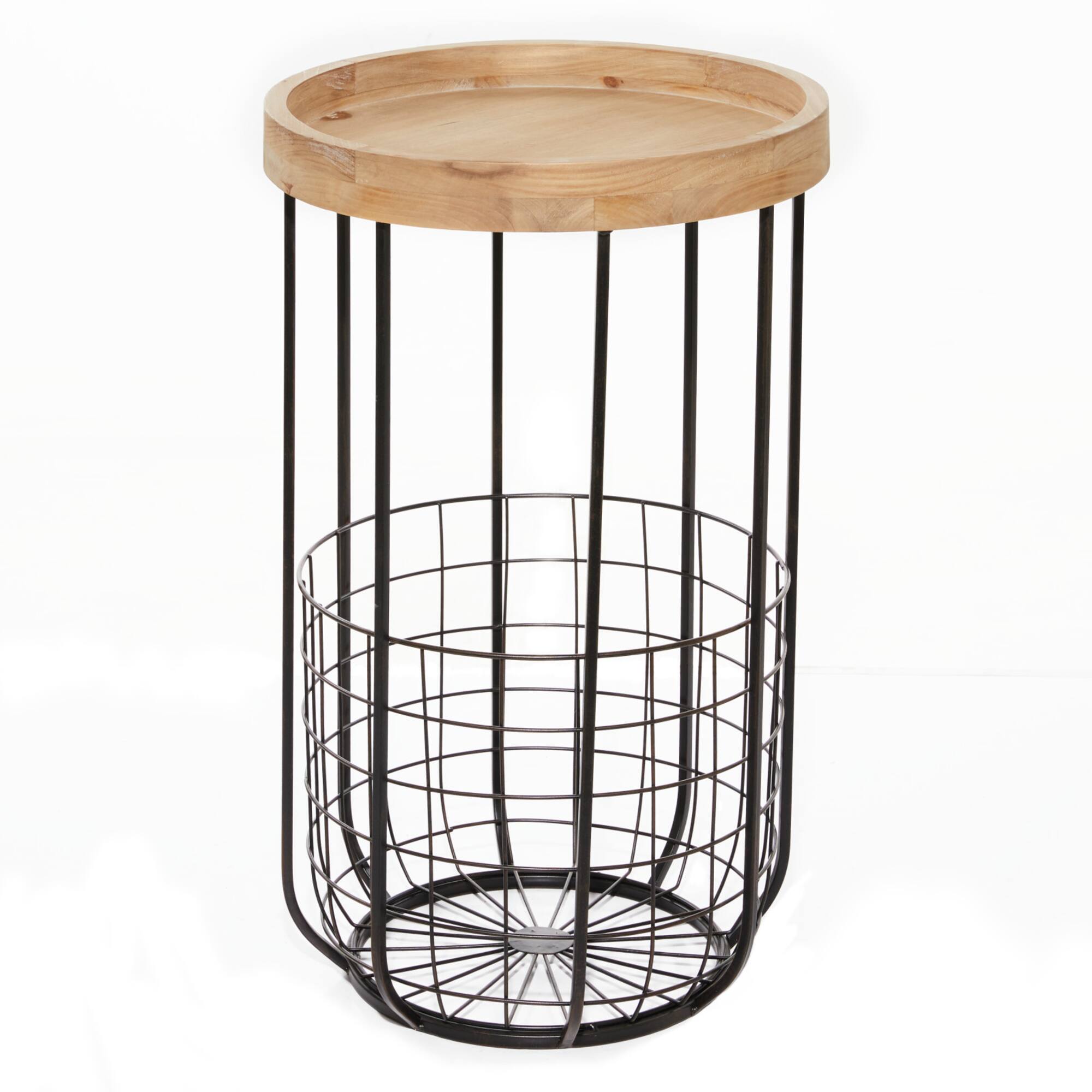 16" Black Industrial Compact Accent Table